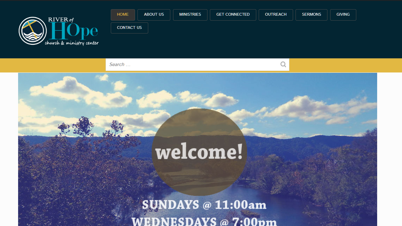 a screenshot of a church website
